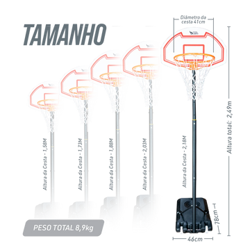 Cesta de Basquete Infantil Móvel Ajustável Velden