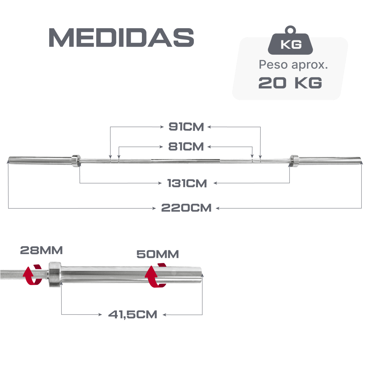 Barra Reta 2,20m Olimpica Cromada Envolst