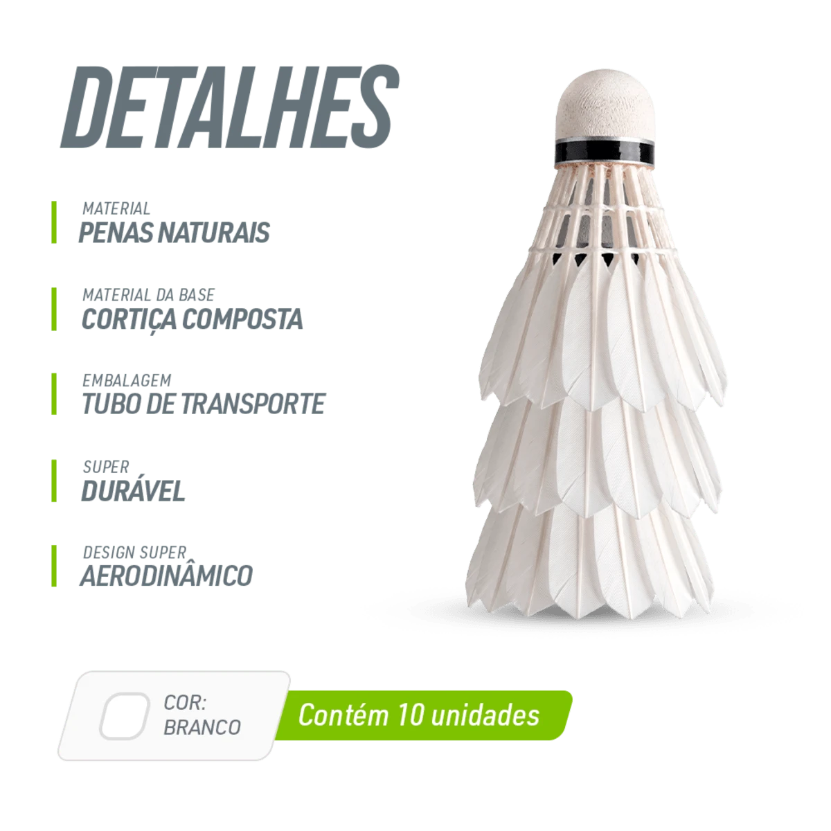 Peteca/volante de badminton com penas Vinex - cnj com 10 und