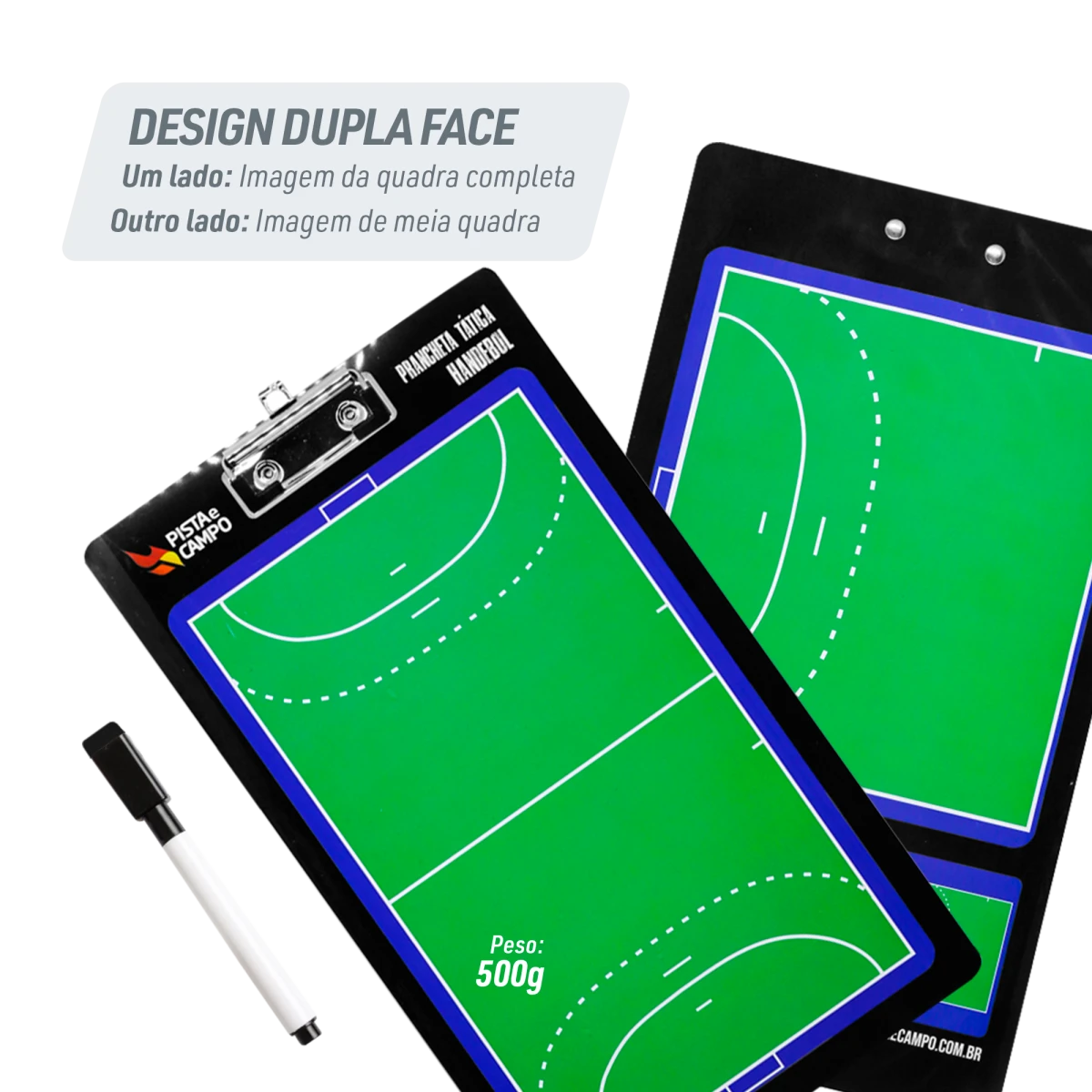 Prancheta tática magnética dupla face com caneta para treinamento de Handebol Pista e Campo