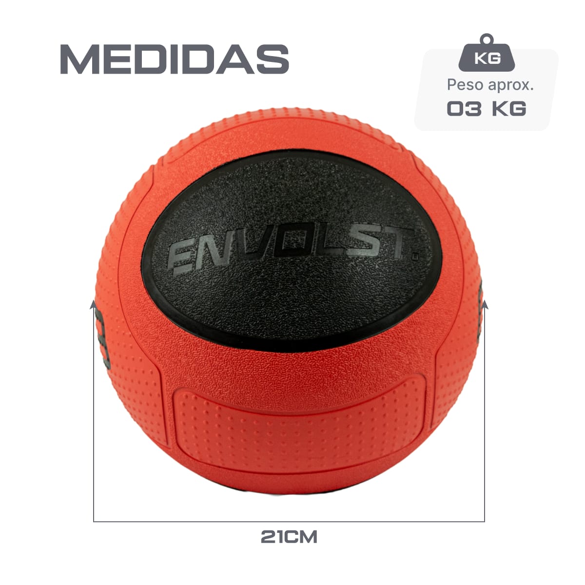 Medicine Ball 3kg Envolst com Quique para Potência e Treino Funcional