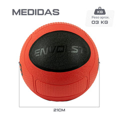 Medicine Ball 3kg Envolst com Quique para Potência e Treino Funcional