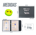 Prancheta tática magnética com caneta para treinamento de basquete Pista e Campo - Modelo pasta preta