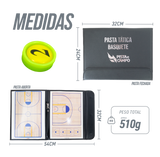 Prancheta tática magnética com caneta para treinamento de basquete Pista e Campo - Modelo pasta preta