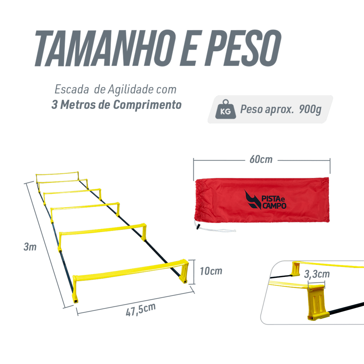 Escada com barreiras com 6 degraus ajustáveis na altura e distância 2,75m premium Pista e Campo