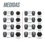 Kit Halteres Sextavados Emborrachados Pegada Cromada Envolst - Pares 10 a 40Kg