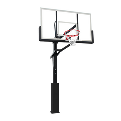 Poste fixo com tabela transparente, aro e rede de basquete oficial adulto premium Velden