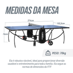 Mesa Tênis de Mesa Dobrável Azul Rede e Porta Itens Giant Dragon