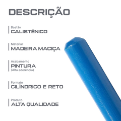 Bastão calistênico de madeira colorido 1m Envolst - Azul