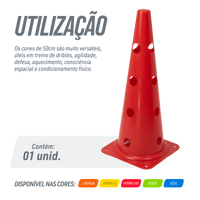 Cone plástico de agilidade furado 50cm Velden - Amarelo