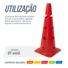 Cone plástico de agilidade furado 50cm Velden - Amarelo