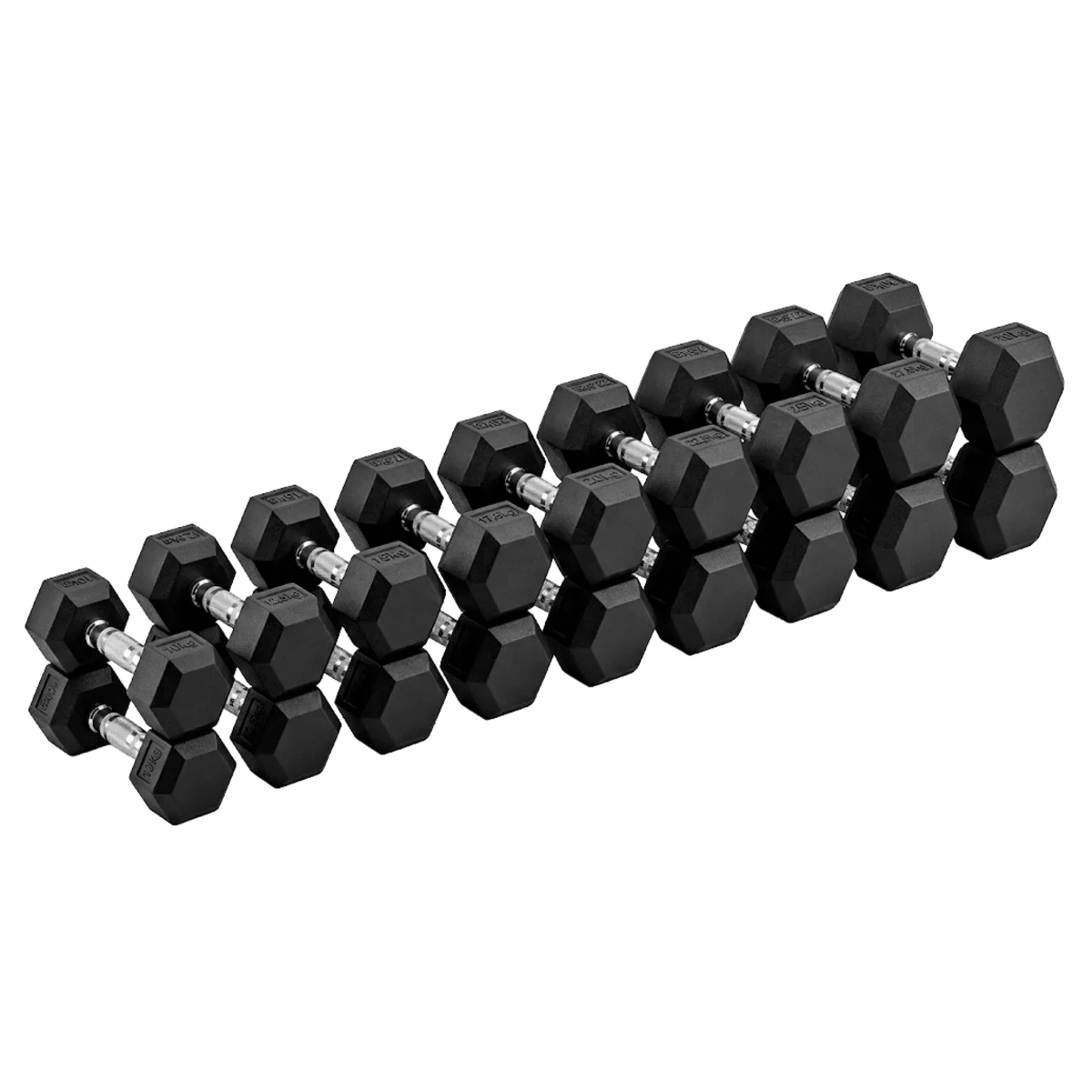 Kit Halteres Sextavados Emborrachados Pegada Cromada Envolst - Pares 10 a 30Kg