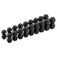 Kit Halteres Sextavados Emborrachados Pegada Cromada Envolst - Pares 10 a 30Kg