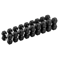 Kit Halteres Sextavados Emborrachados Pegada Cromada Envolst - Pares 10 a 30Kg
