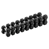 Kit Halteres Sextavados Emborrachados Pegada Cromada Envolst - Pares 10 a 30Kg