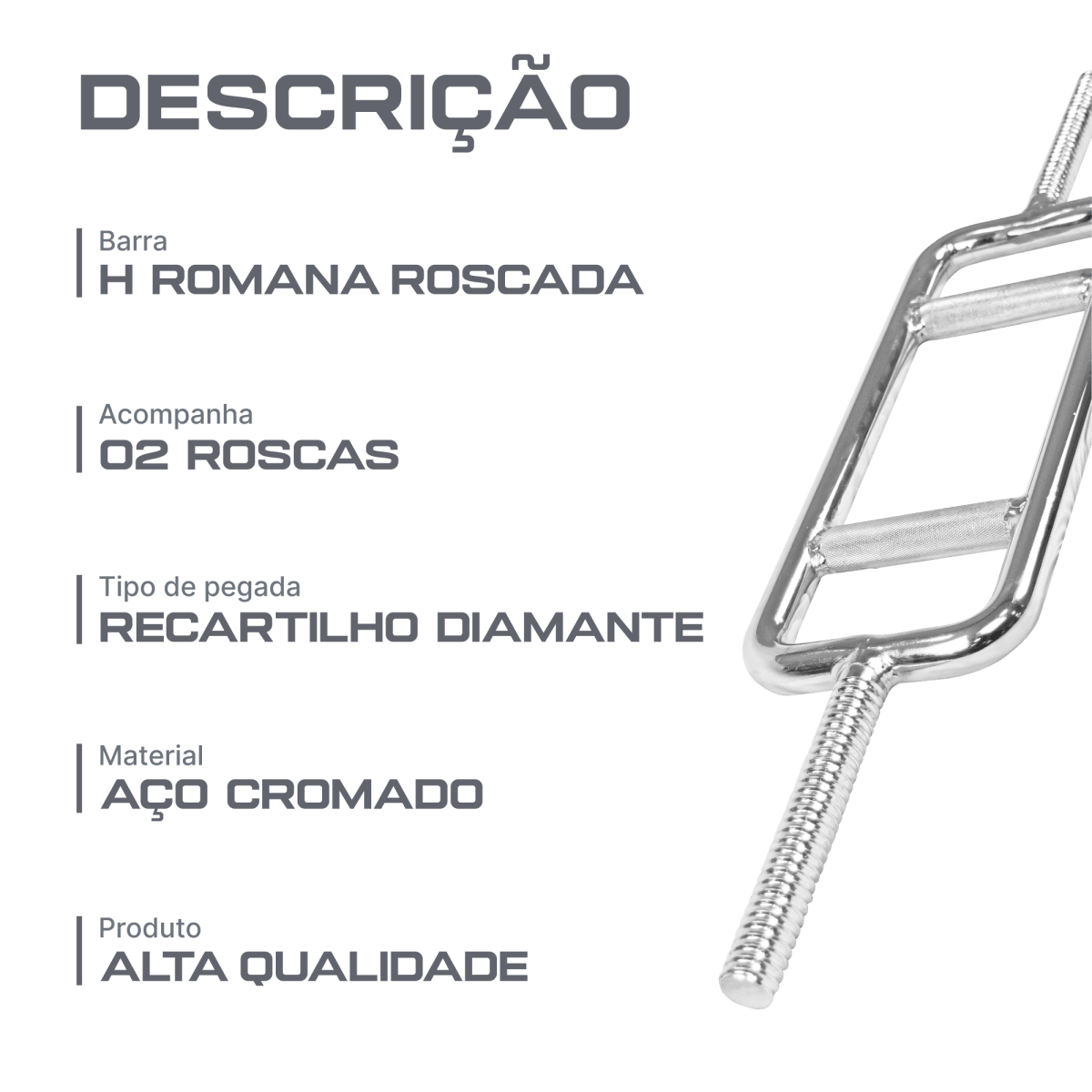 Barra de Musculação H Romana Maciça 28mm com Rosca Envolst