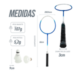 Kit de badminton com 02 raquetes de aço e 03 volantes Loire