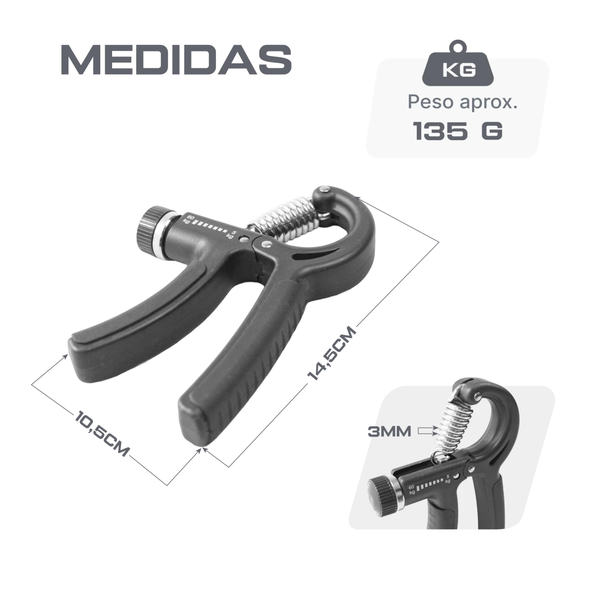 Hand Grip Ajustável 5Kg a 60Kg Envolst - Preto