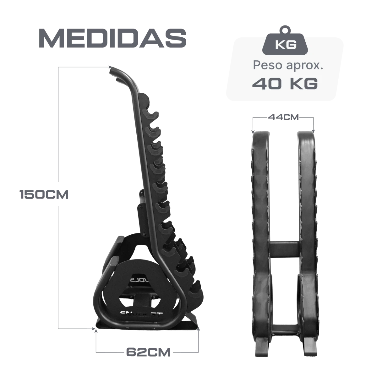 Suporte Expositor Vertical para 10 Pares de Dumbbells Envolst