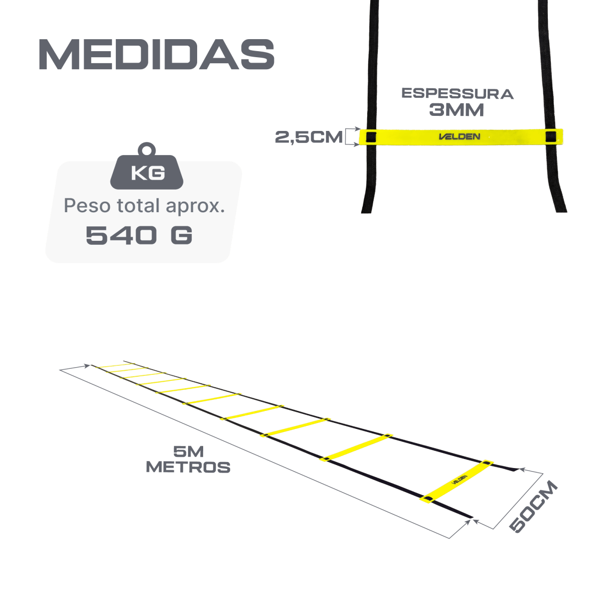 Escada de agilidade com degraus ajustáveis de plástico 5m de comprimento Velden