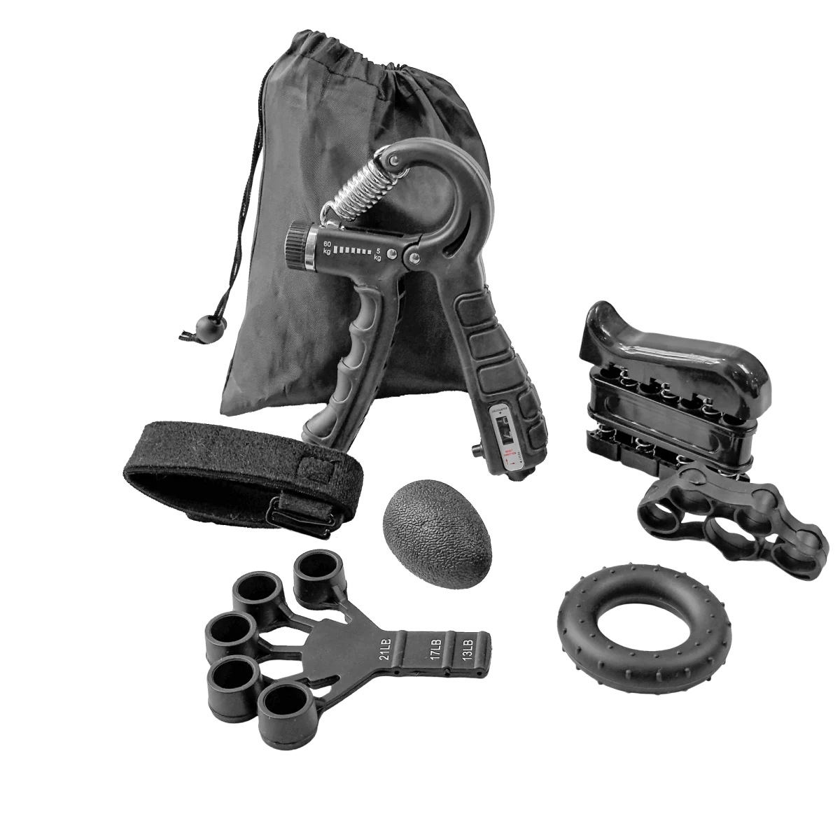 Kit para exercícios de fortalecimento de dedos, mãos e punho Envolst - Cor: Preto