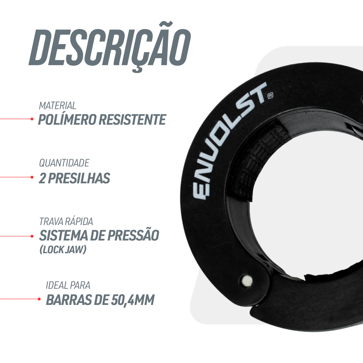 Par de Presilhas 50mm para Barra Olímpica Crossfit LPO Envolst