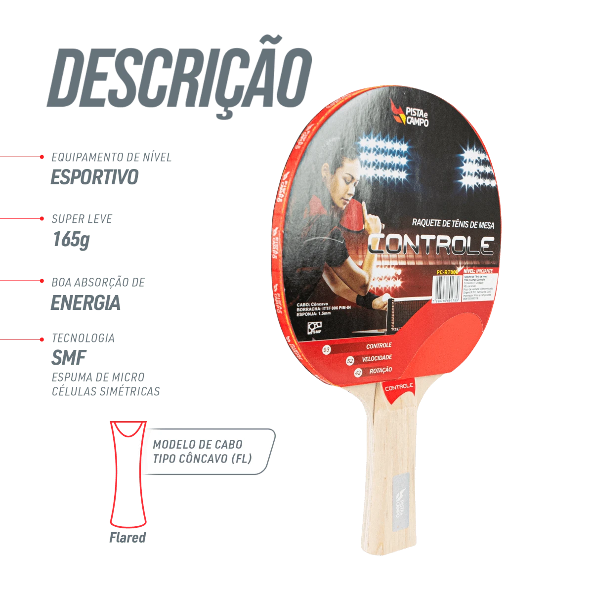 Raquete de tênis de mesa Controle Pista e Campo