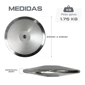 Disco de Atletismo 1,75kg Aço e Alumínio Pista e Campo
