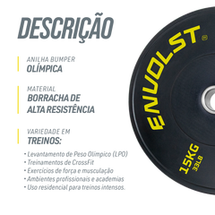 Anilha Olímpica Bumper para Crossfit e LPO 15Kg Envolst