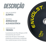 Anilha Olímpica Bumper para Crossfit e LPO 15Kg Envolst