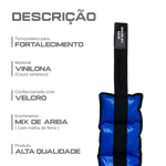 Tornozeleira caneleira em vinilona azul profissional 4kg Envolst - par