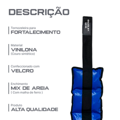 Tornozeleira caneleira em vinilona azul profissional 4kg Envolst - par
