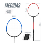Kit de badminton com 04 raquetes de aço, 02 volantes, postes de aço e rede Loire