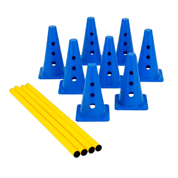 Kit 8 Cones 23cm e 4 Hastes 1m para Treino de Agilidade Velden