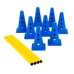 Kit de Agilidade c/ 8 Cones Furados 23cm e 4 Haste de 1,00m - Cone BRANCO
