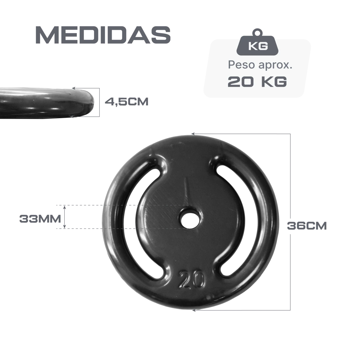 Anilha vazada revestida 20kg Pista e Campo