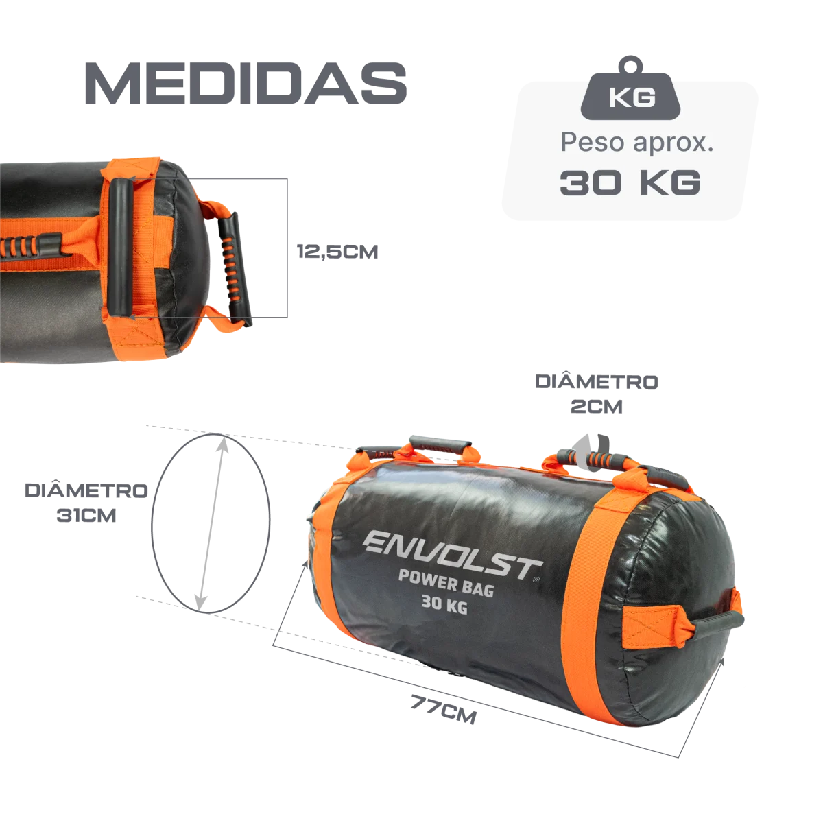 Power sand bag para treinamento funcional 30kg Envolst