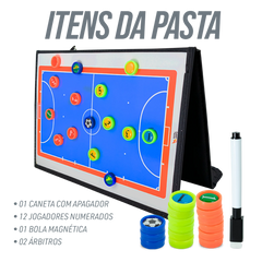 Prancheta tática magnética com caneta para treinamento de futsal Pista e Campo - Modelo pasta preta