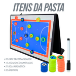 Prancheta tática magnética com caneta para treinamento de futsal Pista e Campo - Modelo pasta preta