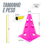 Kit de Agilidade c/ 8 Cones Furados 23cm e 4 Haste de 1,00m - Cone BRANCO