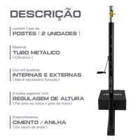 Par de postes móveis de tênis, badminton e voleibol Pista e Campo
