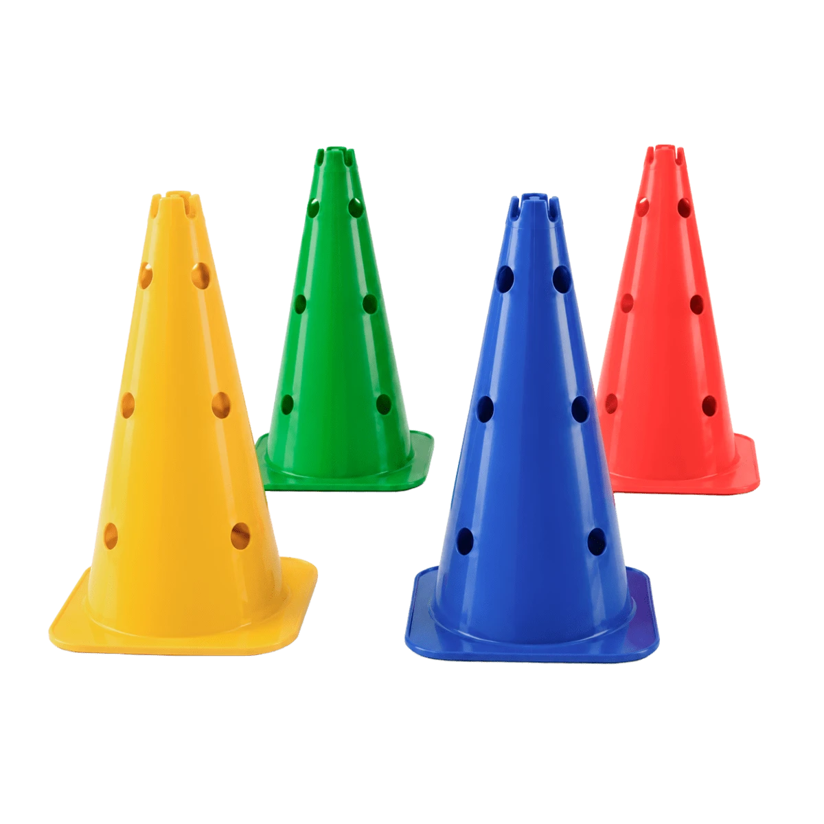 Cone de sinalização 38cm de plástico com furos premium reforçado Pista e Campo - Amarelo