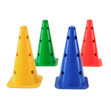 Cone de sinalização 38cm de plástico com furos premium reforçado Pista e Campo - Amarelo