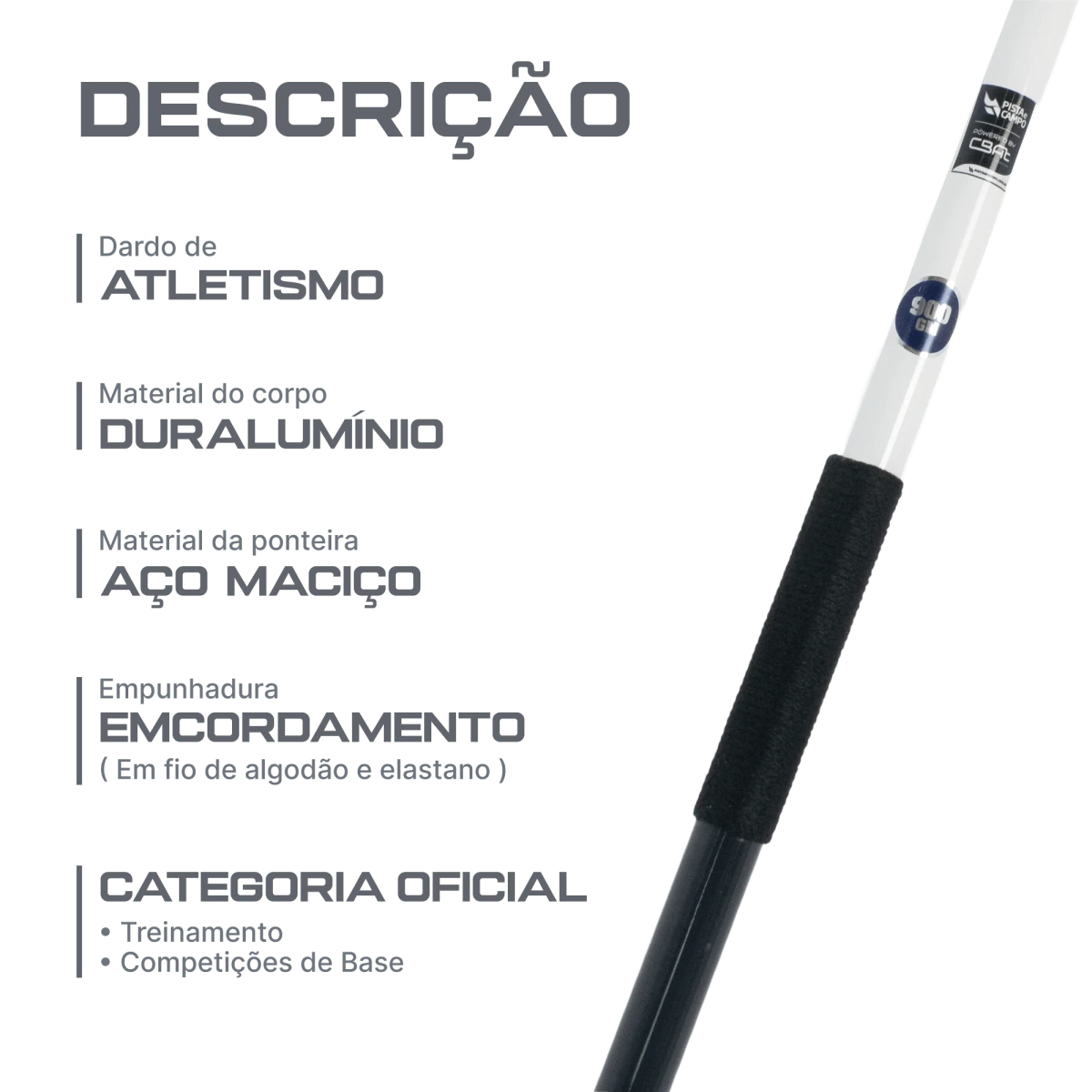 Dardo de alumínio e aço 900g Pista e Campo (JAL-C900)
