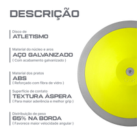 Disco de atletismo de aço e ABS 1,75kg Powered by CBAt