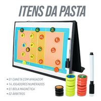 Prancheta tática magnética com caneta para treinamento de voleibol Pista e Campo - Modelo pasta preta