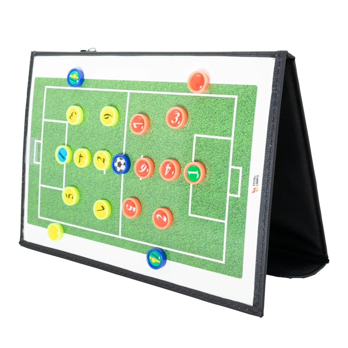 Prancheta tática magnética com caneta para treinamento de futebol society Pista e Campo - Modelo pasta preta