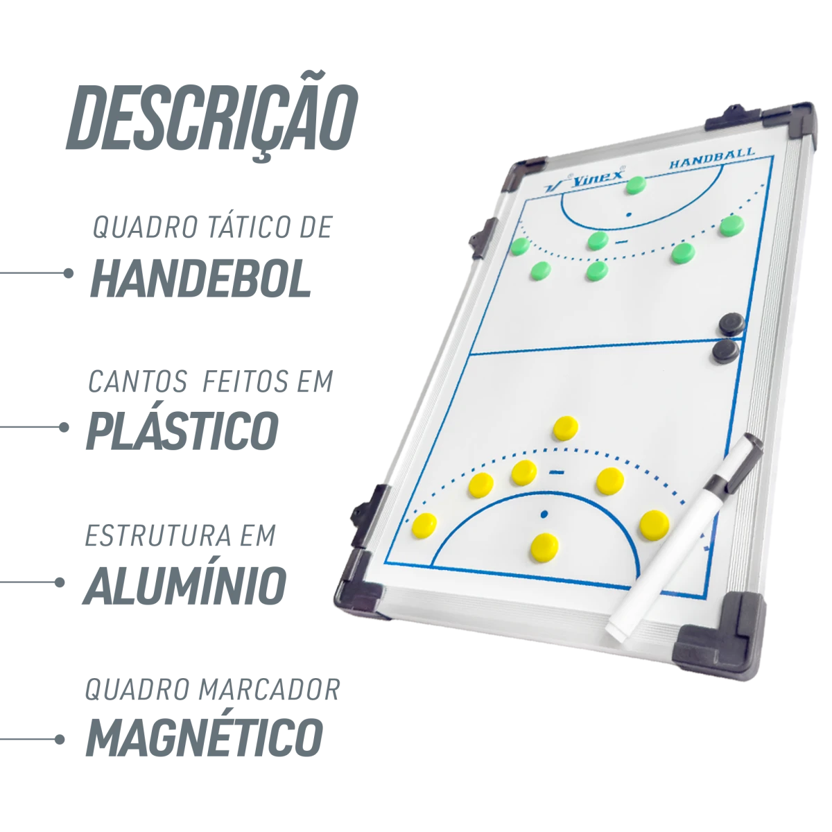 Quadro tático para treinamento esportivo handebol 45x30cm Vinex