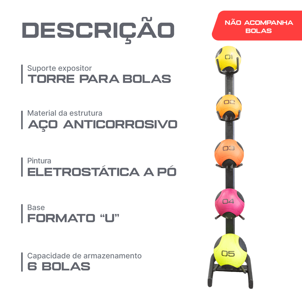 Suporte Expositor Torre para Medicine Ball Envolst