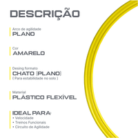 Arco plano de agilidade 40cm (avulso) Velden - Amarelo